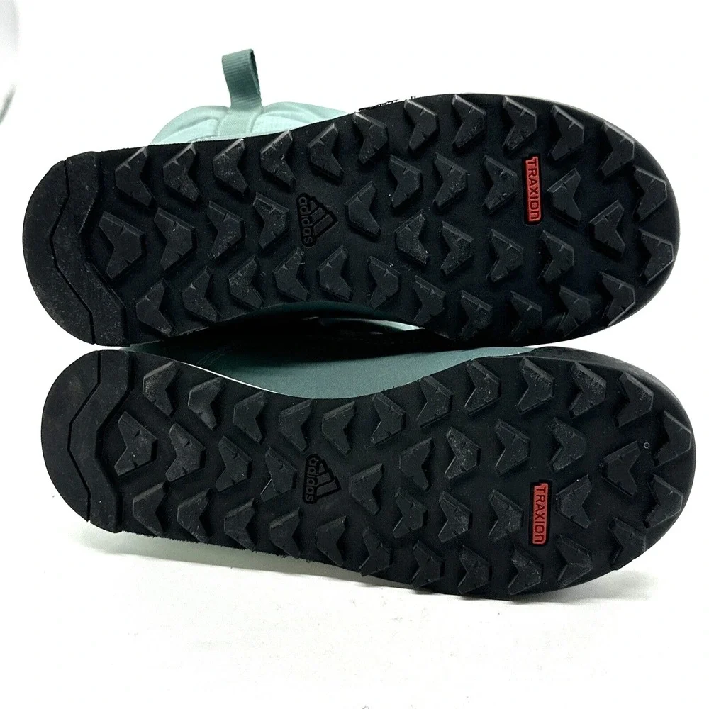 Adidas Kids Size 12 -Climawarm Snowpitch Green Slip On Boots Fleece Lined AC7961